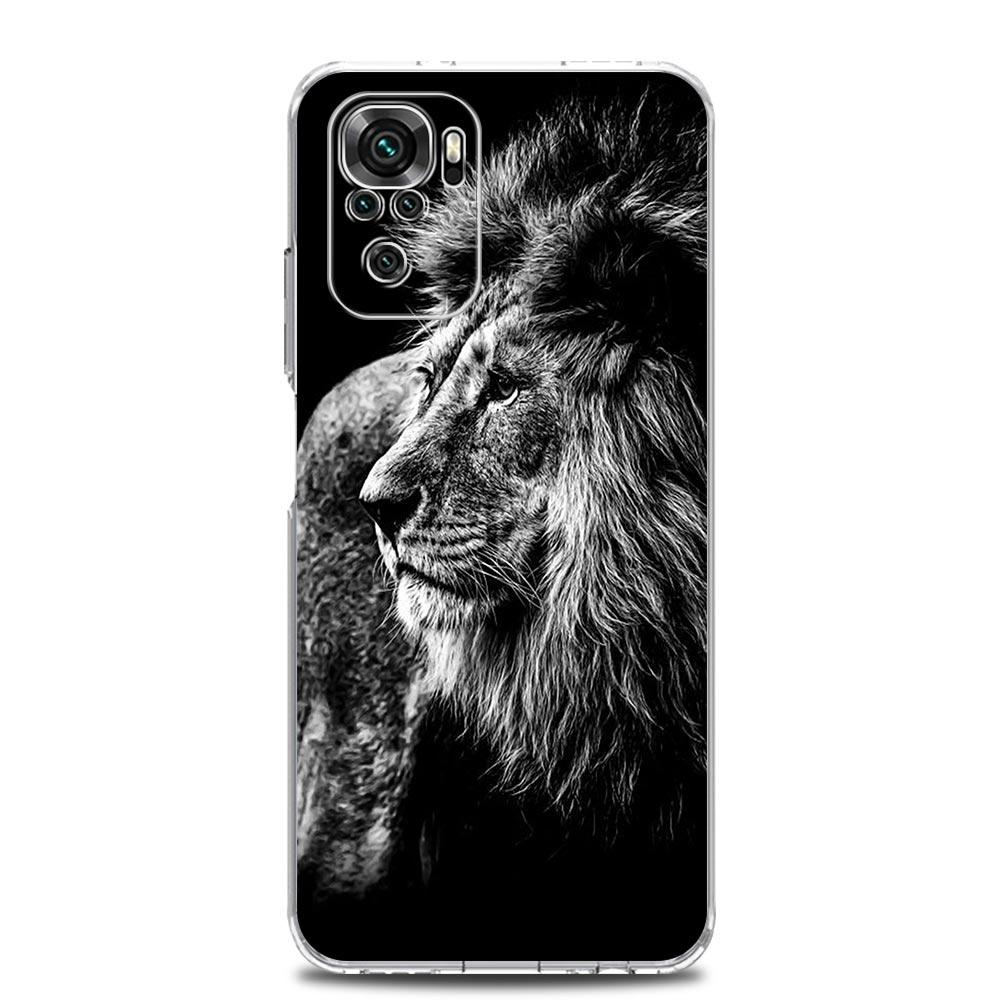 Black Cheetah Tiger Lion Animals Phone Case For Xiaomi Redmi Note 12 11 9S 9 8 10 Pro Plus 7 8T 9C 9A 8A K40 Gaming Clear Cover