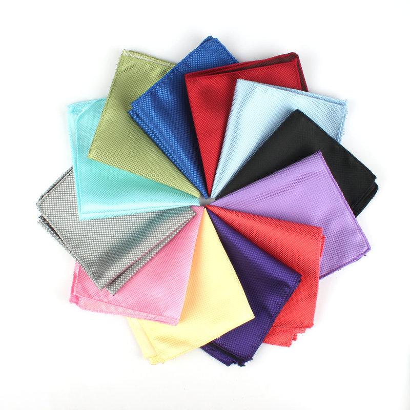Luxury Men's Handkerchief Plaid Solid Color Hankies Polyester Hanky Business Pocket Square Chest Towel 21*21CM