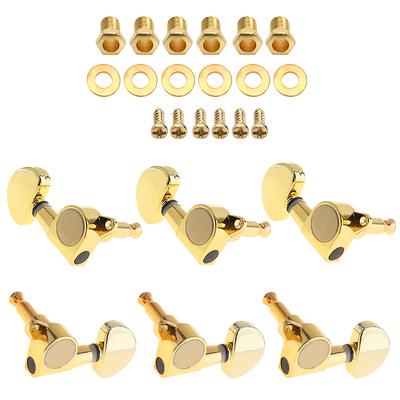 6pcs 40 / 41 Inch Folk Guitar Tuning Pegs 3R+3L All Closed Machine Heads Tuners Gold Black Optional