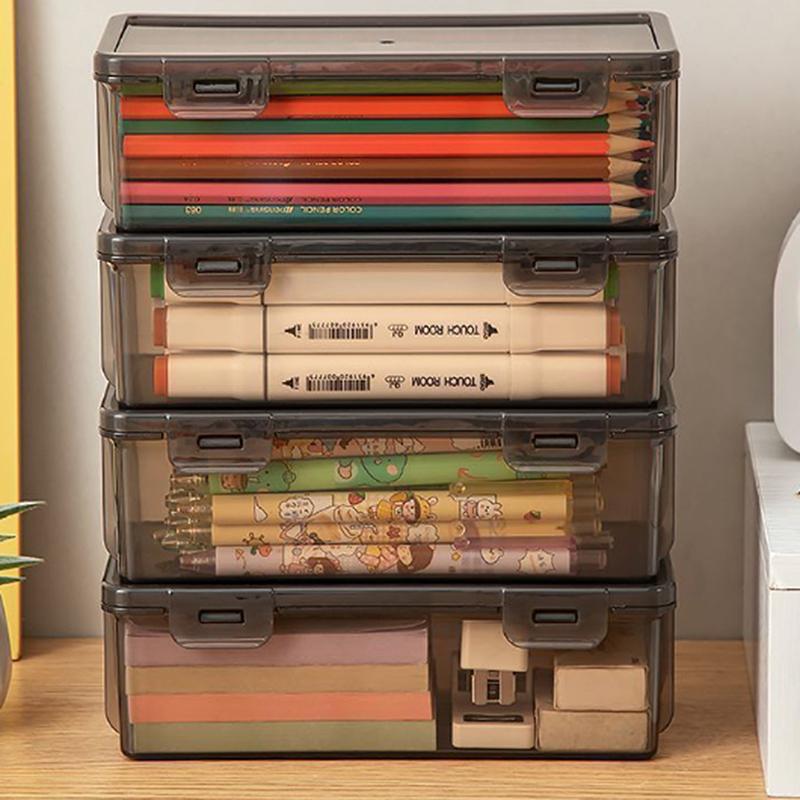 Transparent Pencil Case Box Large-Capacity Stackable Storage Box Office School Pencil Case Supplies Pencil Storage