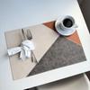 Nordic Faux Leather Placemat Waterproof Color Block Table Mat Heat Resistant Non-Slip Dining Pad Washable Coaster Kitchen Decor