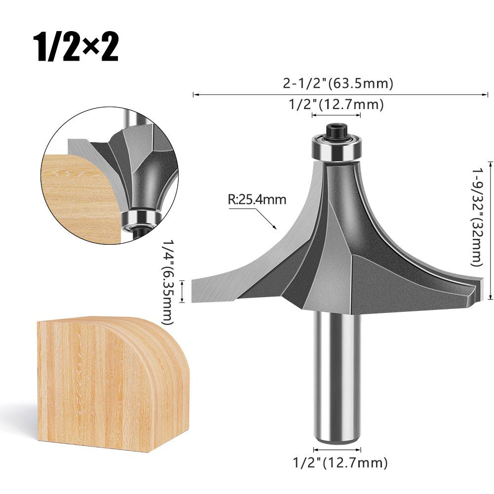 1/2 Handle Fillet Cutter Chamfering Milling Cutter, Commonly Used Fillet Cutter Preferably Tungsten Steel Alloy Fillet Cutter Trimming Machine Tool