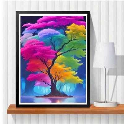 Pittura Diamante Fai da Te Albero Colorato Kit Punto Croce Arte Mosaico Pittura Diamante Cerchio Pieno/Quadrato Decorazione Casa