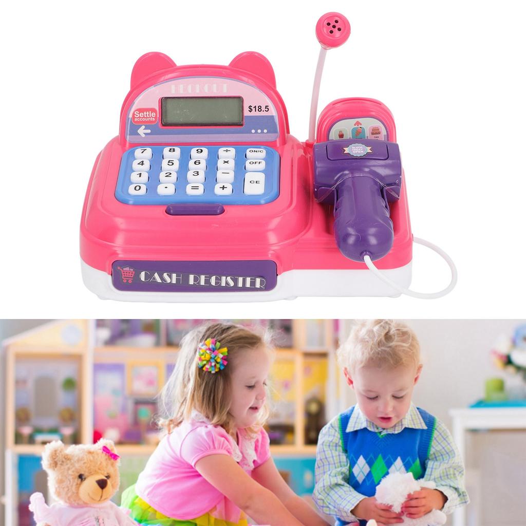 Children Play Cash Register Toy Fun Supermarket Checkout Toy with Microphone Sounds for Boys Girls Toddlers