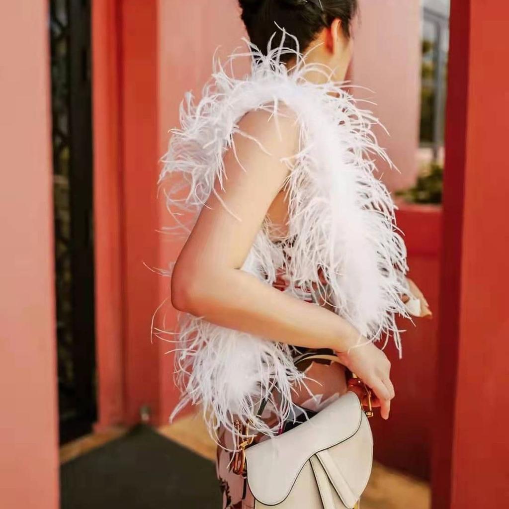 DIY 2 Yards Ostrich Feathers Boas Tuekey Marabou Plume Boa Multiple Styles for Wedding Dress Decoration White Plumage Shawl Tapes