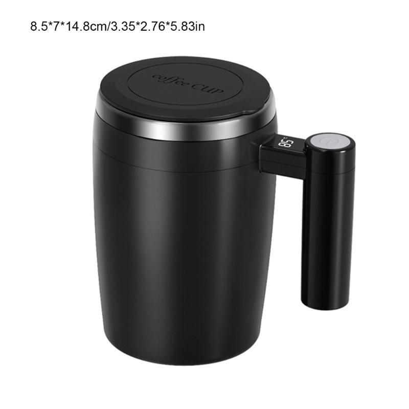 Magnetic Automatic Stirring Coffee Mug Stainless Steel Rechargeable Mixing Cup with Temperature Display for Beverages