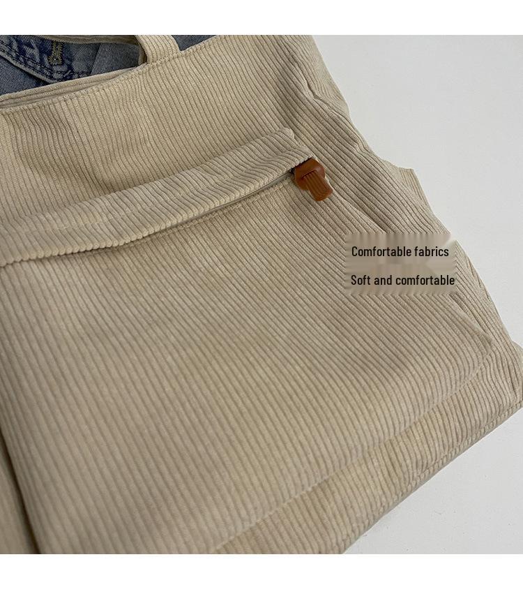 Corduroy Large Capacity Women's Shoulder Tote - Versatile for College & Commute