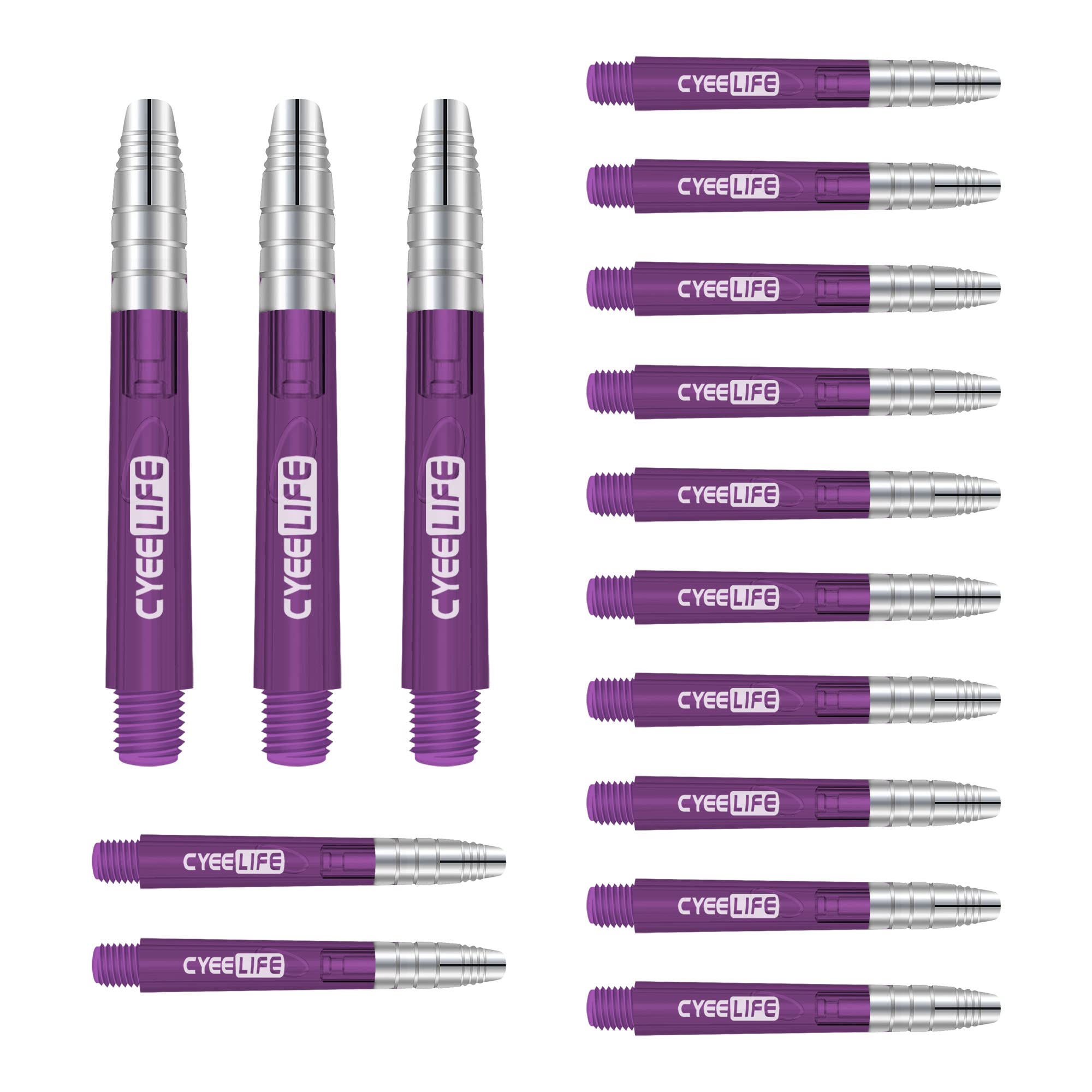 

CyeeLife 15pcs dart shafts barrels, aluminum and clear plastic parts фіолетовий