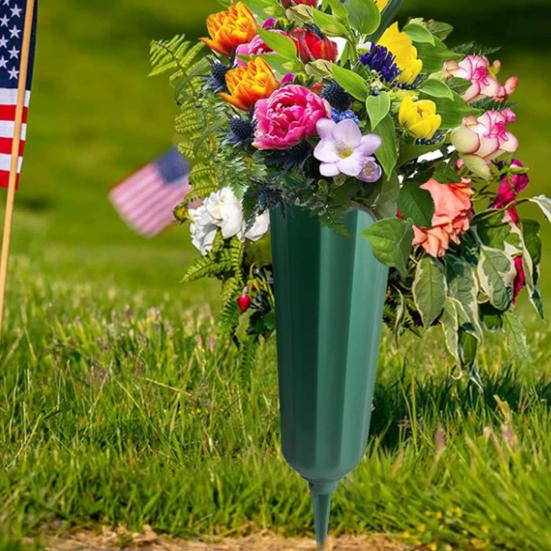 Gravstedsvase med stang Værbestandig Blomstervase Gravsted Blomsterholder Utendørs Hage Gressplen Minnesmerke Dekorasjon