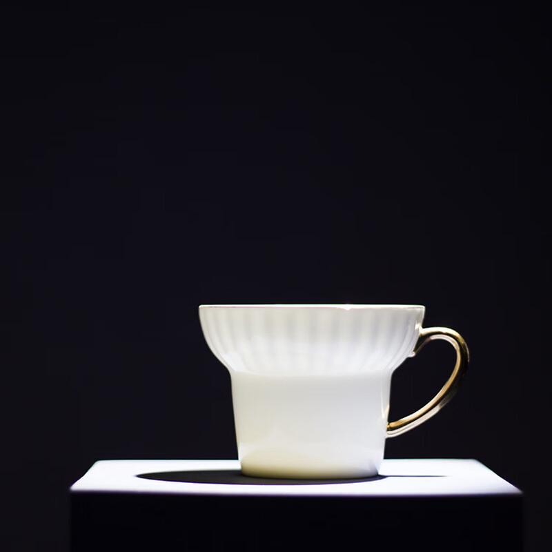 Shangqi Gold-Rimmed Ceramic Coffee Cup and Saucer Set