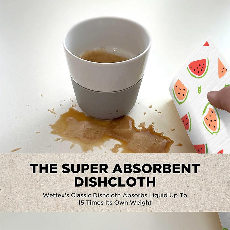 6Pcs Kitchen Swedish Dishcloths Eco-Friendly Reusable Dish Towels Absorbent Biodegradable Cleaning Wipe Soft Washable Dish Rags Fruits Printing