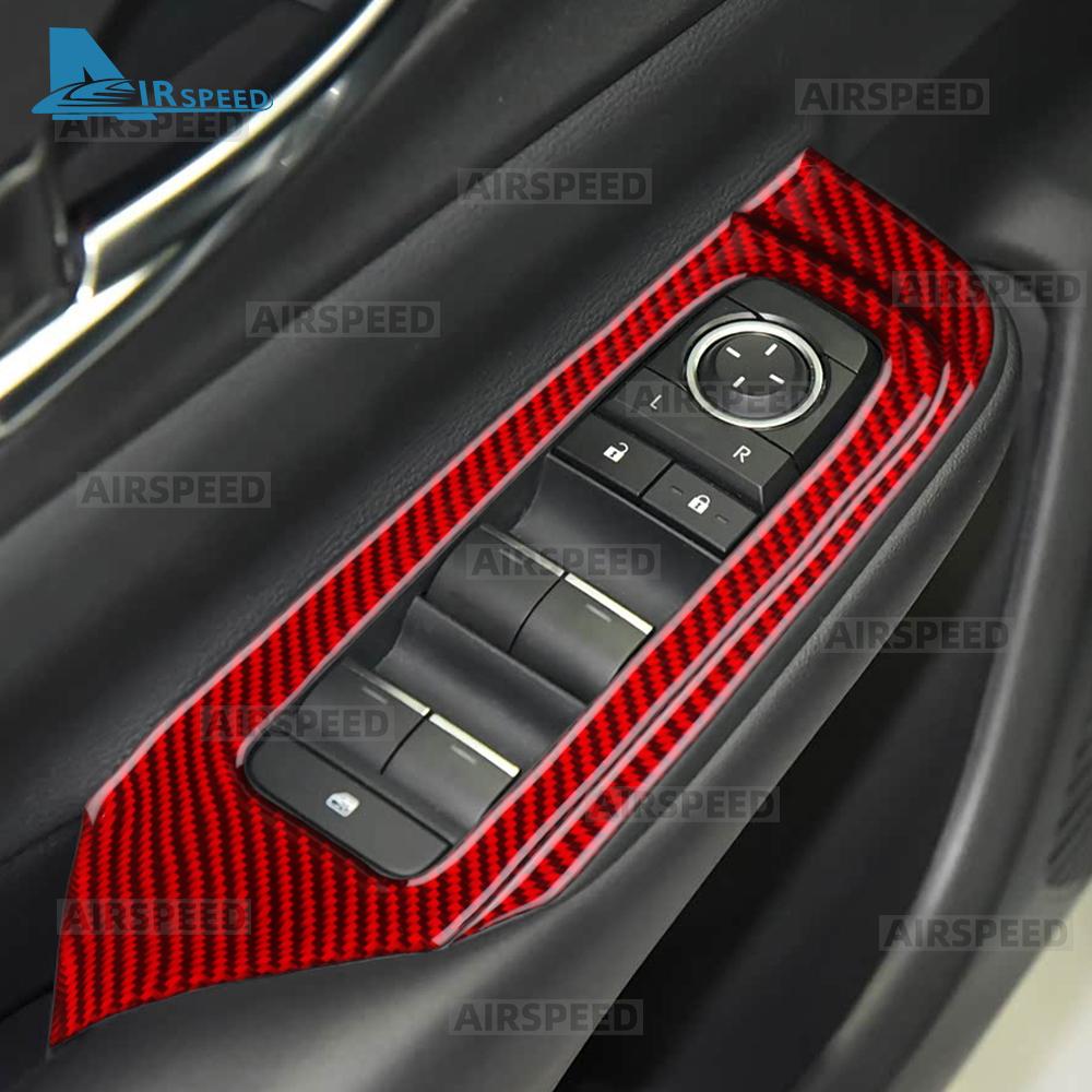 Sticker For Toyota Prius 60 Series 2023 2024 2025 LHD RHD Real Soft Carbon Fiber Car Window Lift Button Panel Trim Accessories
