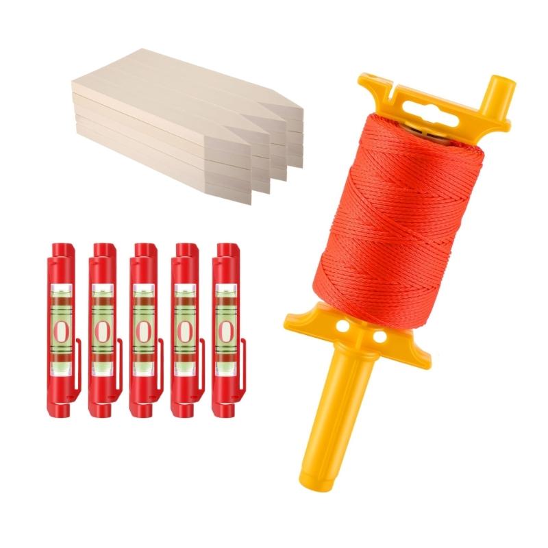 20Pcs Wooden Garden Stakes Set With Rope And 5 Spirit Levels For Vine Support Outdoor Use