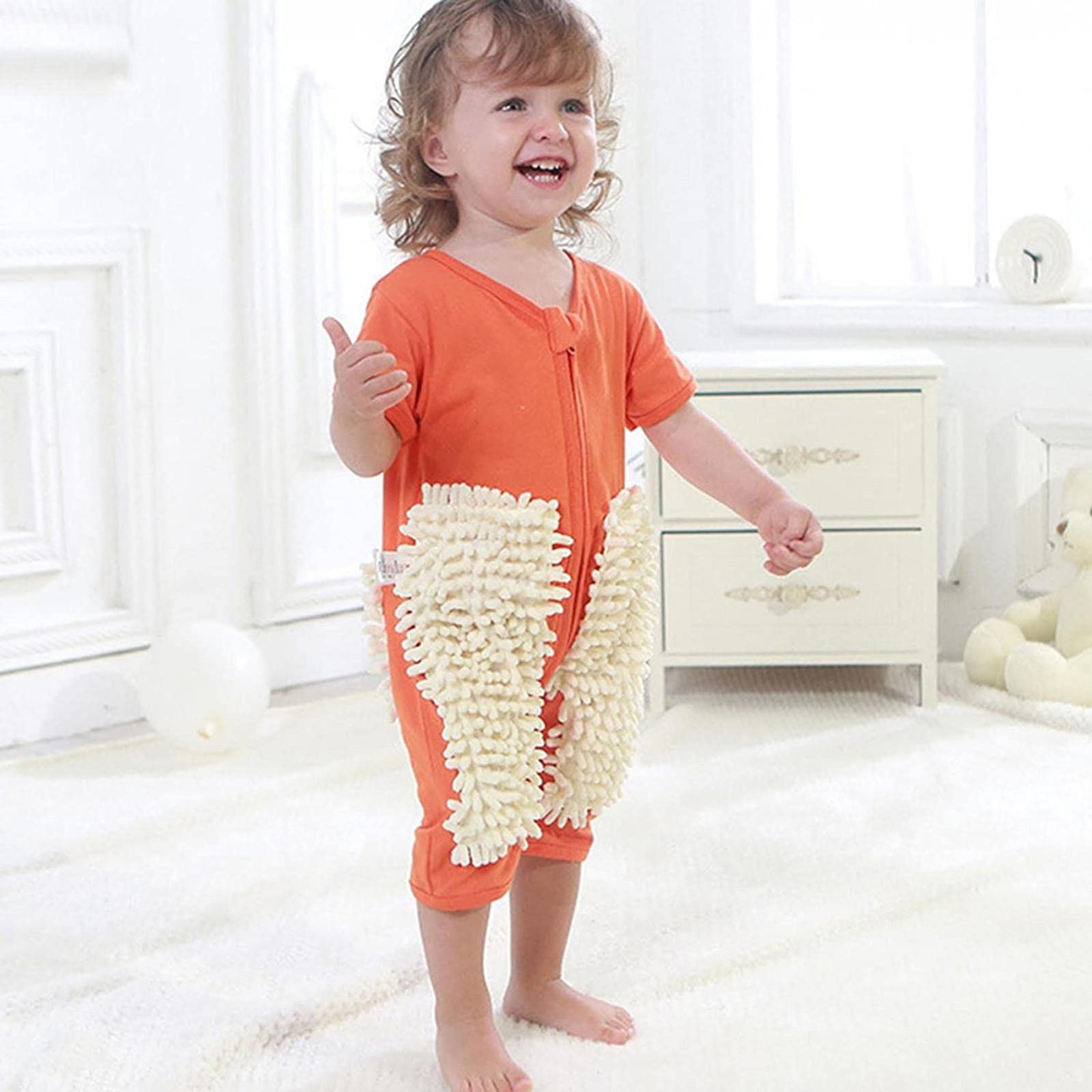 

Комбинезон Sagit Baby Mop для чистки пола для маленьких девочек, комбинезон с короткими рукавами для ползающего ребенка 80 оранжевый