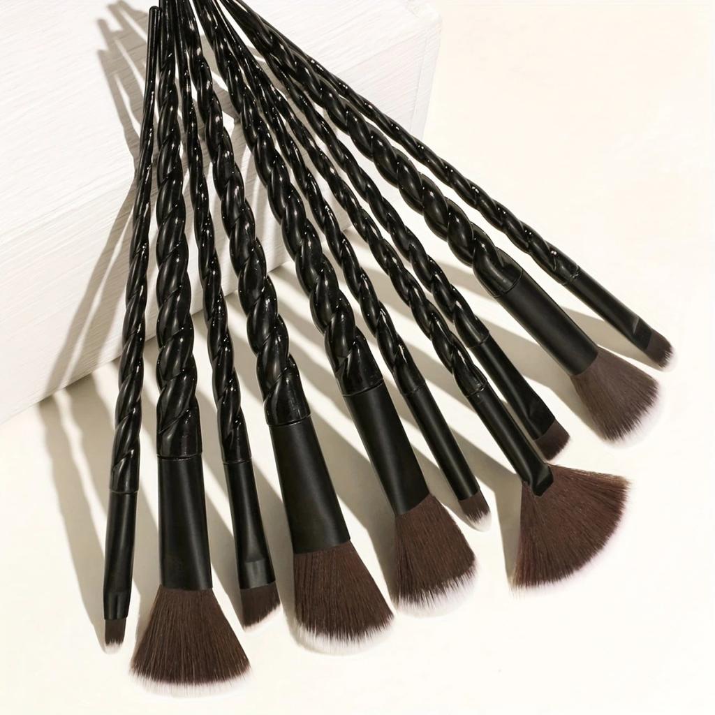 10 Colorful Makeup Brushes, Crystal Makeup Brushes Spiral Handle Makeup Brush Set