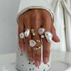Design Sense Liquid Metal Glossy Ring Set, Baroque Imitation Pearl Open Ring