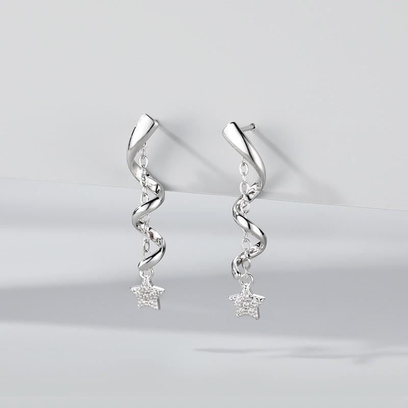 Twisted Line Star Pendant Long Earrings For Women Personality Fashion New Trend Jewelry Gifts Wholesale