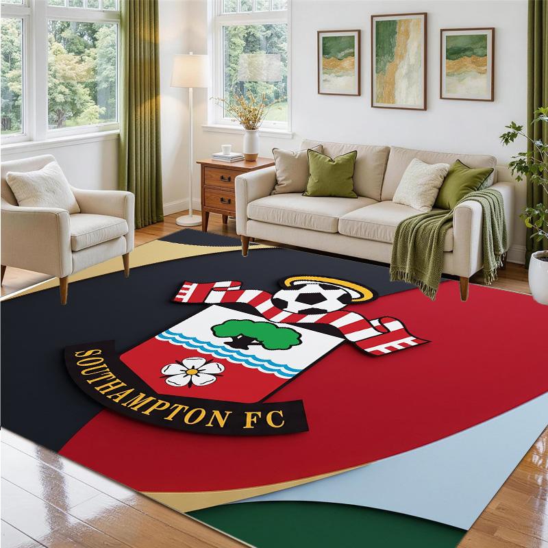 Southampton Football Design Crystal Velvet Rug Soft Decorative Mat for Bedroom Entrance