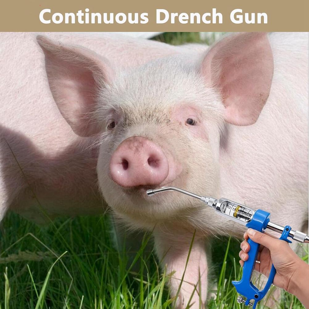 M-Modern-Veterinary Medicine Dispenser, Sheep Drench Gun Adjustable Veterinary Metal Feeding Gun Continuous Drench Gun
