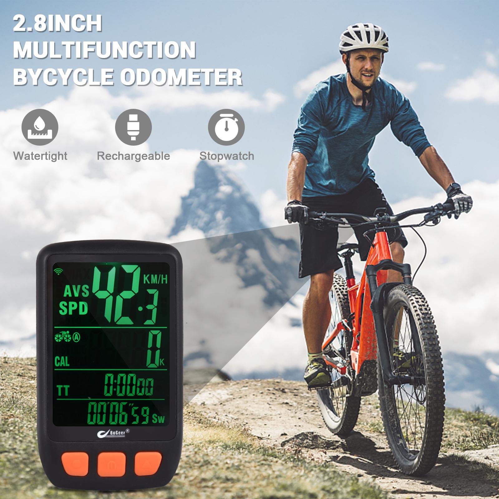 Ciclocomputer per Bicicletta Wireless Digitale Odometro Velocimetro Bici con Batteria Ricaricabile Retroilluminazione Cronometro Bici nero