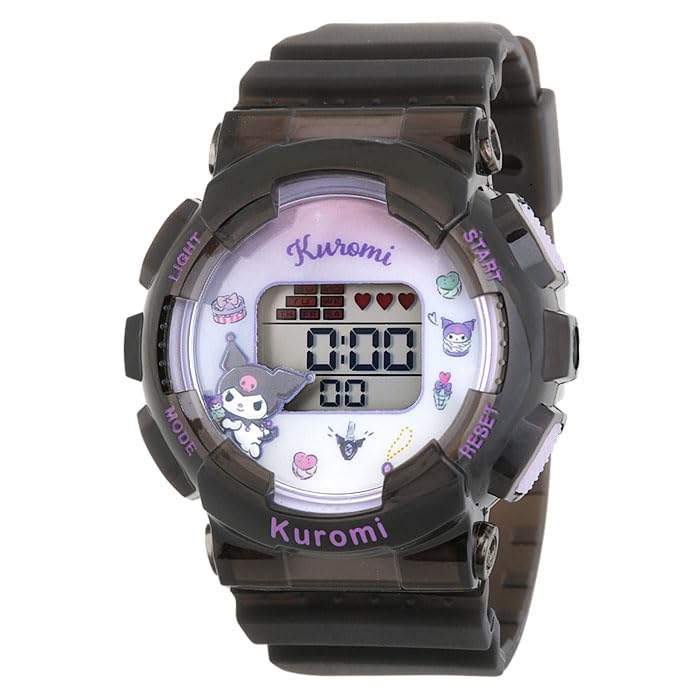Sun Flame Sanrio Kuromi Digital Watch with Backlight and Alarm Black Co., Ltd. J-Axis Function, CR3C0003-KUB, Girls'