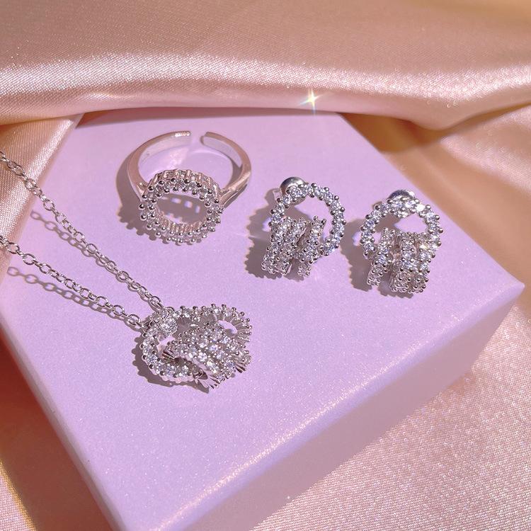 

Three piece Set of Sparkling Zircon Jewelry