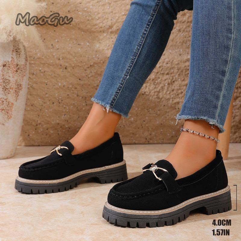 Size 36-43 Mid Heel Pumps for Women Casual Footwear Metal Decors Slip on Loafers Anti-slip Fashion Sneakers Zapatos De Mujer