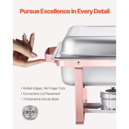 VEVOR Chafing Dish Buffet Set, 8 Qt 2 Pack, Stainless Steel Chafer with 2 Full Size Pans