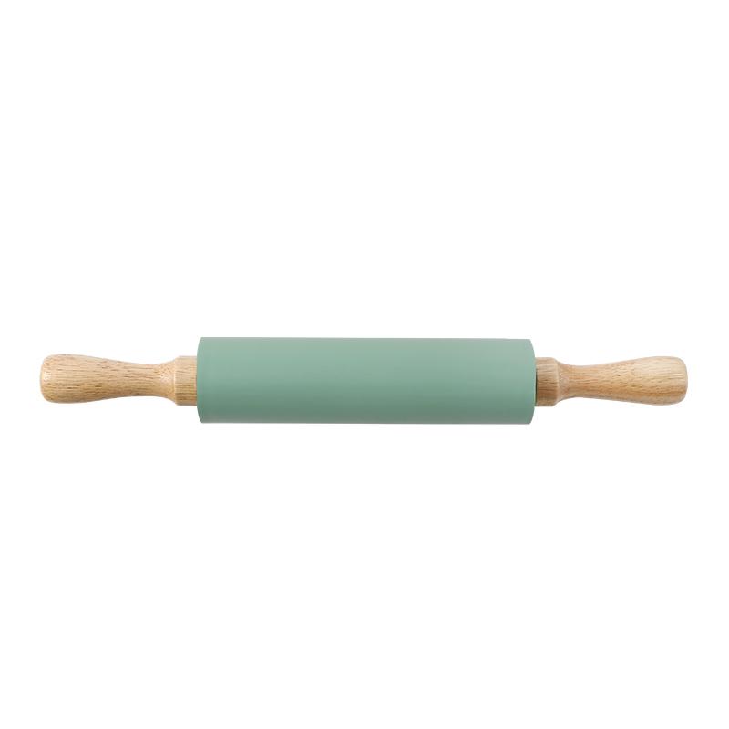 Solid Wood Non-stick Silicone Rolling Pin for Dumpling Wrapper and Dough