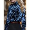 Spring and Autumn New Trendy Satin Long-sleeved Shirt Zebra Pattern Temperament Shirt for Women