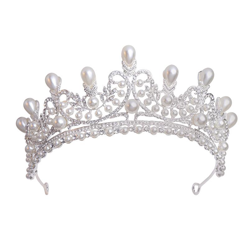 Headpiece Rhinestone Crown With Pearl Classic Crystal Princess Wedding Crowns Bridal Tiaras for Party Hair Accessories
