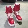 R-o Classic Designer Men Shoe Women Sneaker Red Leather Ankle Boot High Top Casual Shoes Zipper 6cm Thick Sole Boots Sneakers
