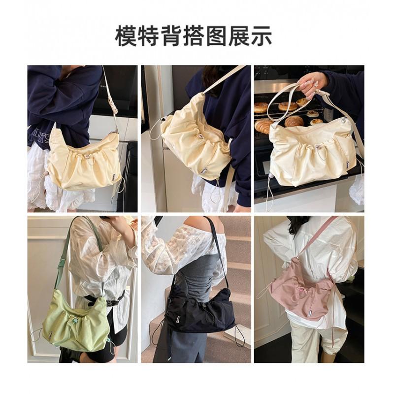 2025 Pure Color Nylon Fabric Women's Bag New Lightweight Cross-border Casual Large-capacity One-shoulder Cross-body