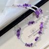 Collier Chaîne de Clavicule en Cristal Artificiel Perle Améthyste Naturelle