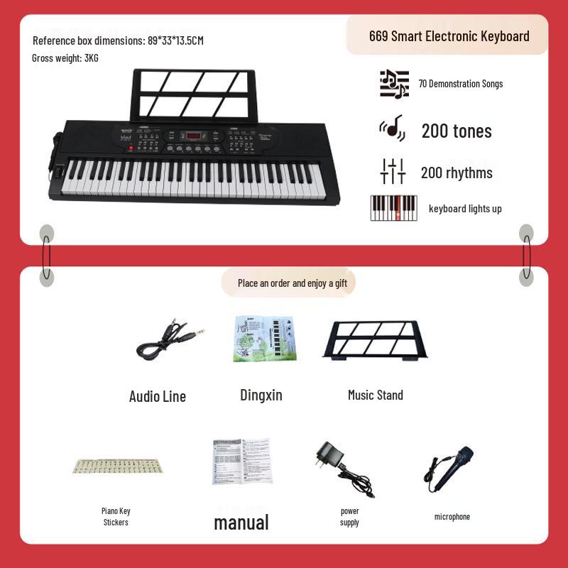 Portable 61-Key Electronic Keyboard for Beginner Students