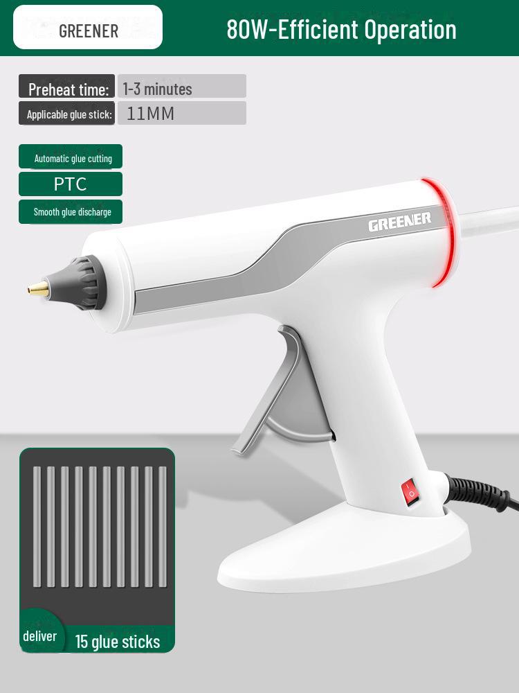 

Green Forest Wireless Hot Melt Glue Gun: Rechargeable, Lithium Battery, Ideal for DIY Crafts & Children s Projects Plug-in model, 80W, 15 high viscosity glue sticks