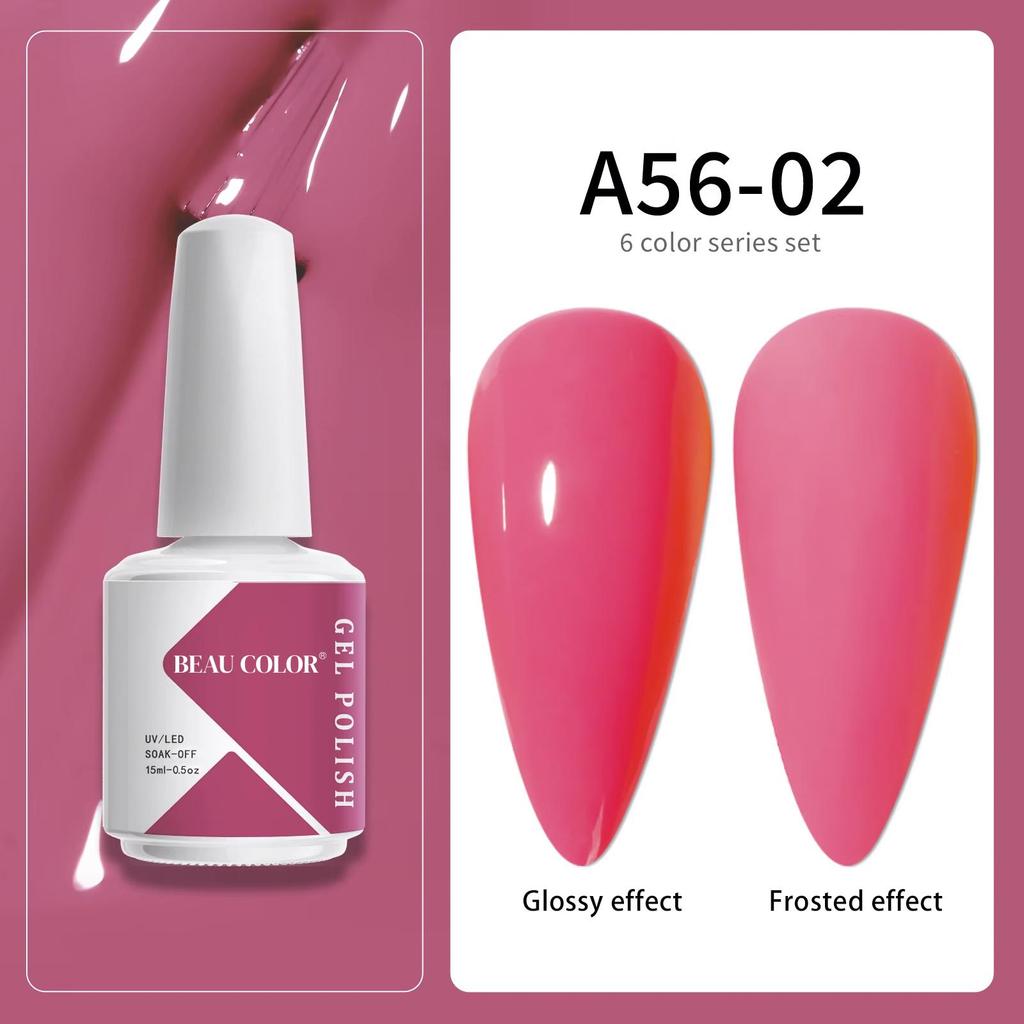 BEAU COLOR 15ml Pastel Colors Gel Nail Polish Collection UV/LED Varnish Nail Art Gel for Professional Nail Salon Painting Design
