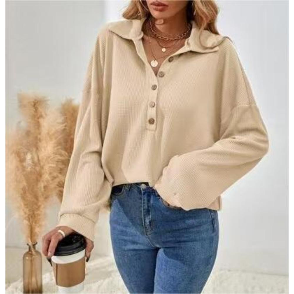 New Autumn and Winter Fashion and Elegant Solid-color Lapel Long-sleeved Women's Casual Shirt