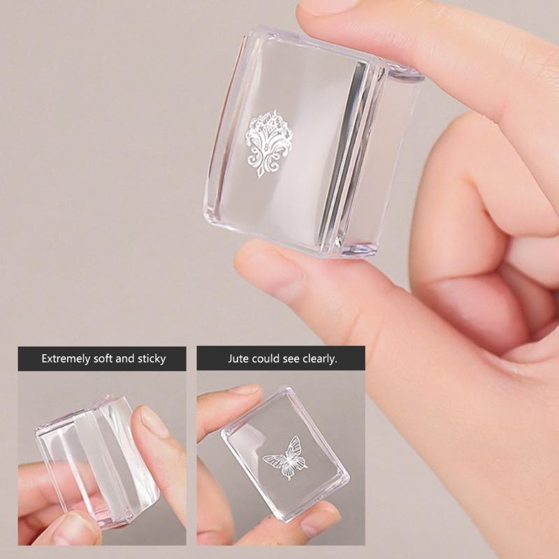 3Pack Transparent Silicone Nail Art Stampers For Precise Pattern Transfer And Easy Alignment