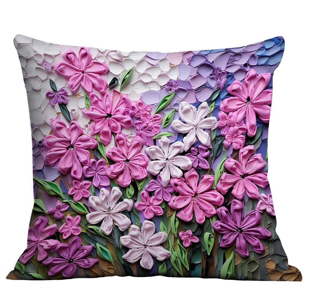 New Flower Pillowcase Imitating Three-dimensional Oil Painting Style Creative Floral Home Living Room Sofa Cushion Pillowcase