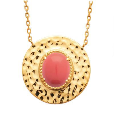 [Q8446] - Gold Plated Necklace 'Cléopatra' Golden Coral - 20 Mm