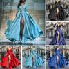 Sexy Maxi-Kleid mit tiefem V-Ausschnitt für Damen, durchsichtige Spitze, lange Ärmel, hoher Schlitz, Cocktailparty-Kleid, formelles Abendkleid