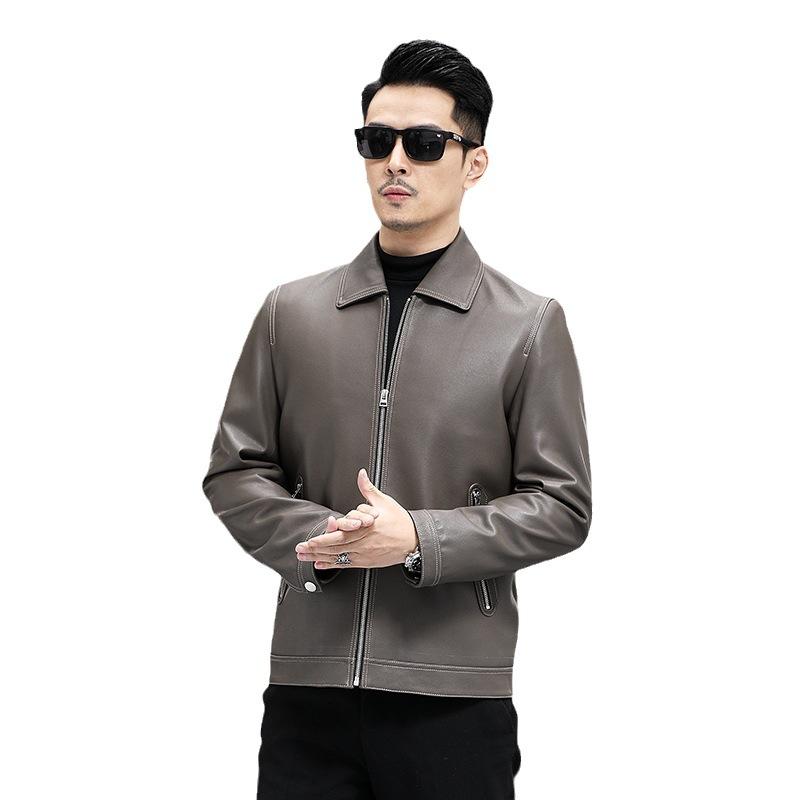 Autumn and winter new style genuine leather jacket men's sheepskin coat lapel jacket business men's wear