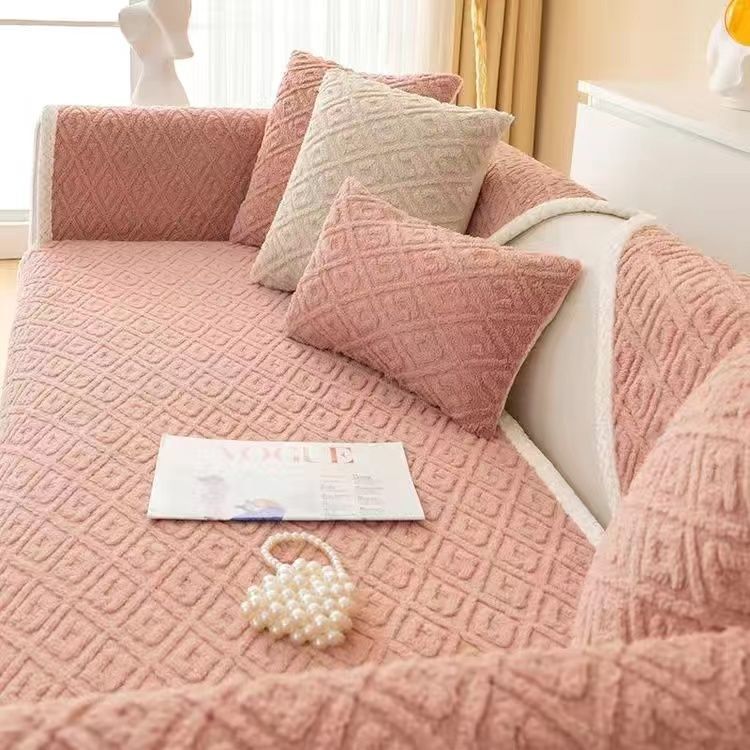 Modern Jacquard Velvet Plush Quilted Sofa Towel Super Soft Non-slip Sectional Sofa Cover for Living Room L Shape Couch Cover