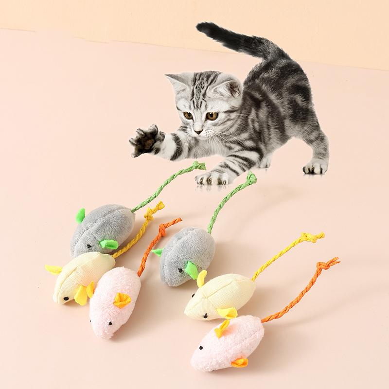 3pcs Plush Simulation Mouse Cat Toy Soft Scratch Bite Resistance Indoor Playing Interactive KittenToy Accesorios Para Gatos