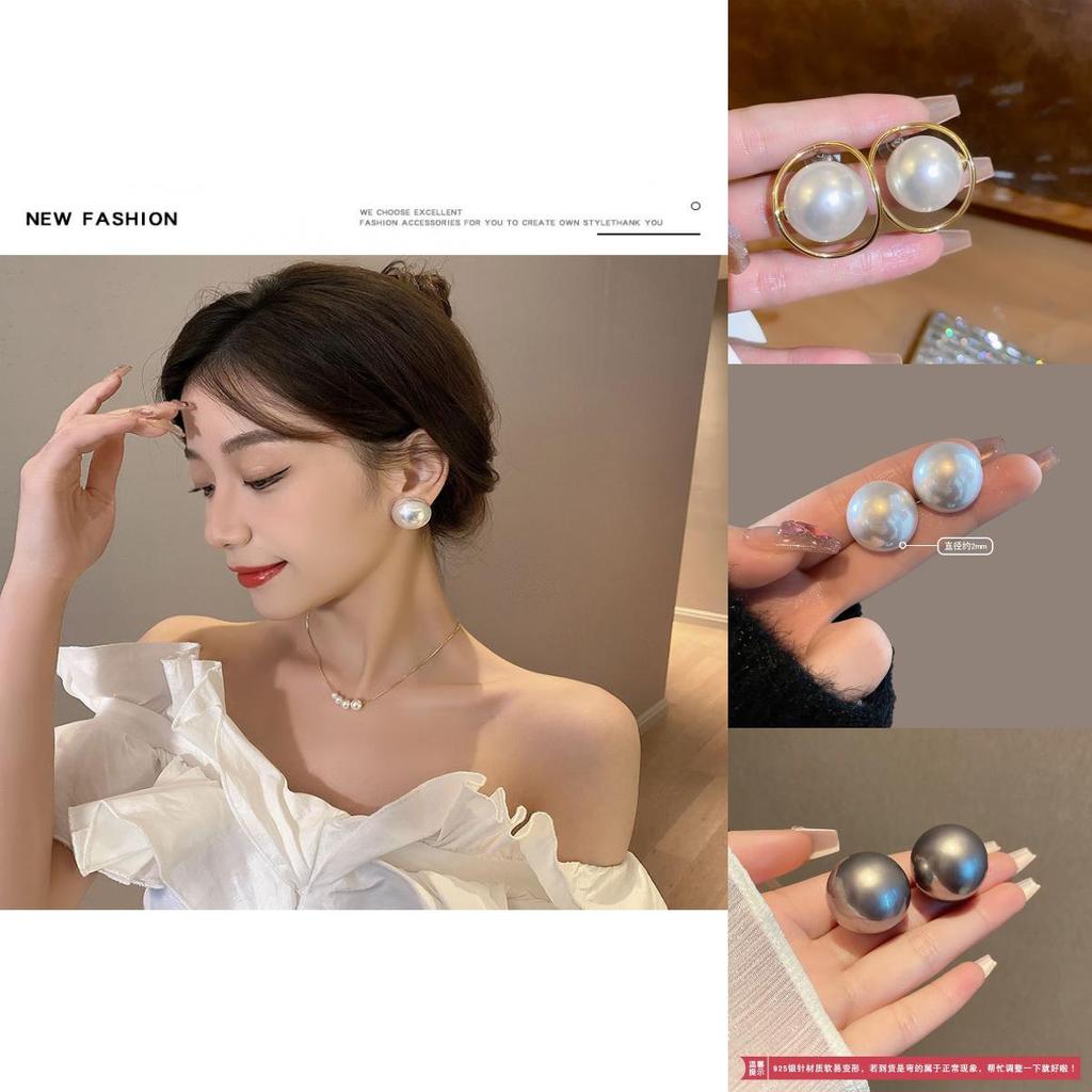 Ins Fashion Geometric Pearl Earrings High-quality Silver Pins With A Retro Twist