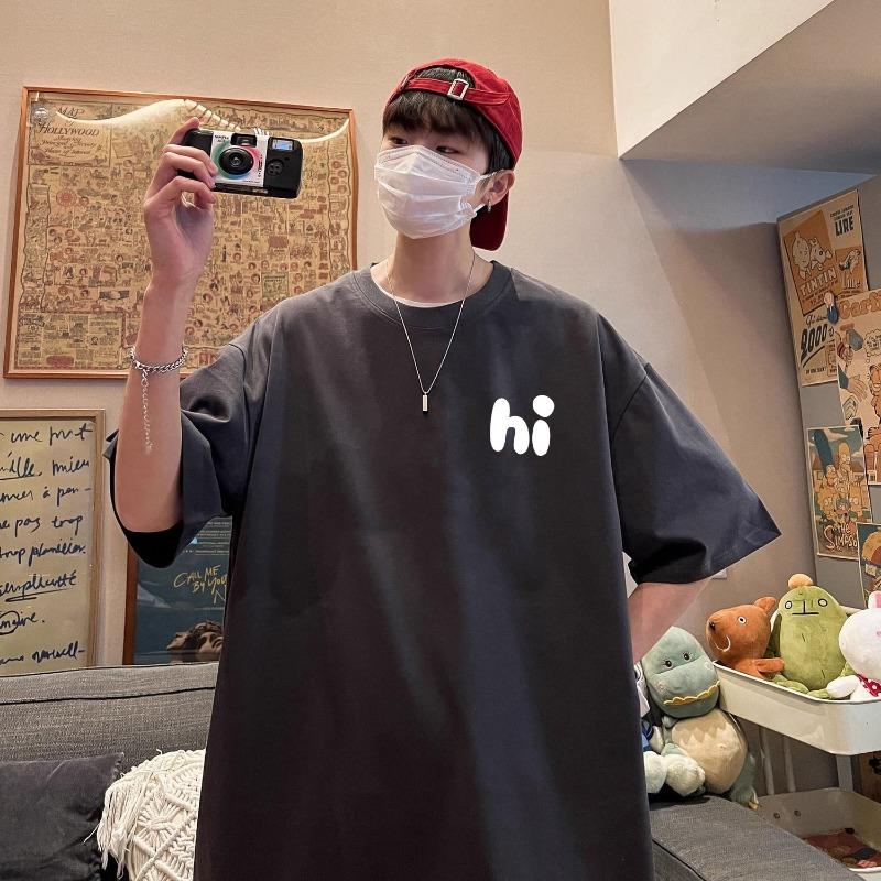 

Летняя новая футболка с короткими рукавами из чистого хлопка для мужчин, свободная футболка с короткими рукавами, модная, универсальная, модная брендовая футболка 3XL