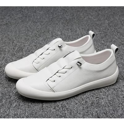 Genuine Leather Mens Flat White Shoes Cool Street Style Fashion Brand Male Footwear Slip-ons