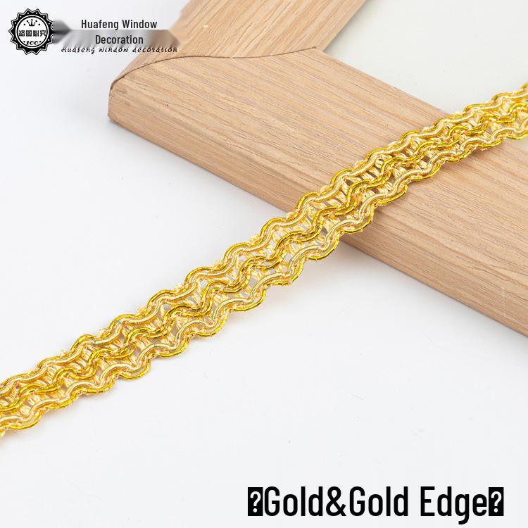 Ribete de Encaje Dorado de 1 cm de Ancho - 11 m para Cortinas, Sofá, Zapatos, Sombreros y Accesorios