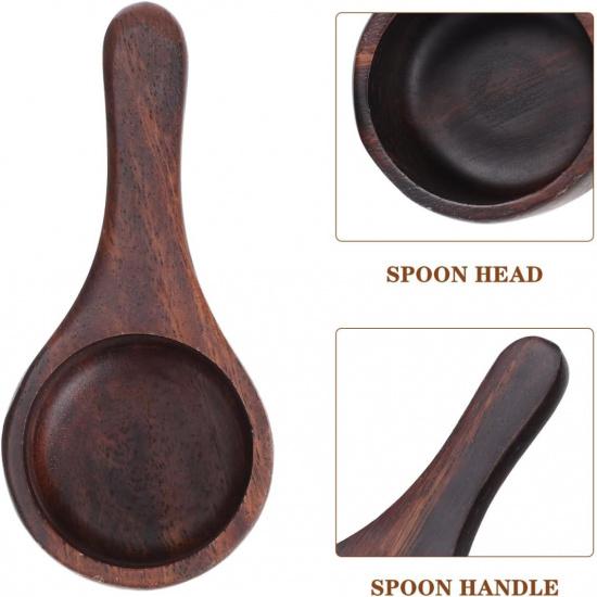 Yardwe 2pcs Wooden Coffee Scoop, Mini Measuring Spoon for Coffee Beans, Milk Powder, Kitchen Serving Ladle, 3.93x1.96x1.57 Inch